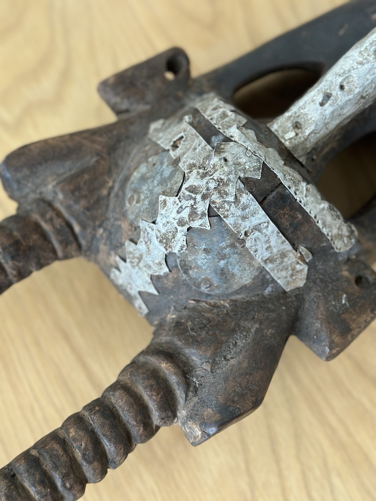 Antique African Antelope Mask Hand Carved Wooden Tribal Art Early 20th Century