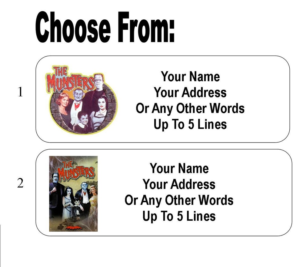 30 Munsters Personalized Address Labels