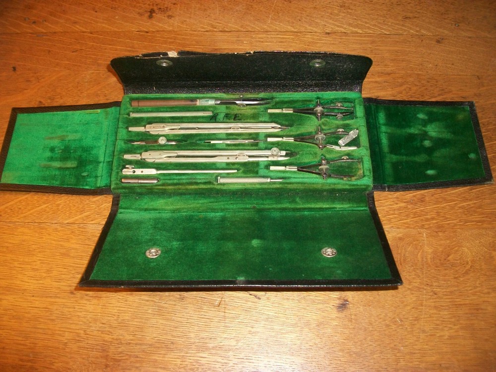 VINTAGE E.O. RICHTER & CO. GERMAN PRECISION DRAFTING DRAWING SET COMPLETE