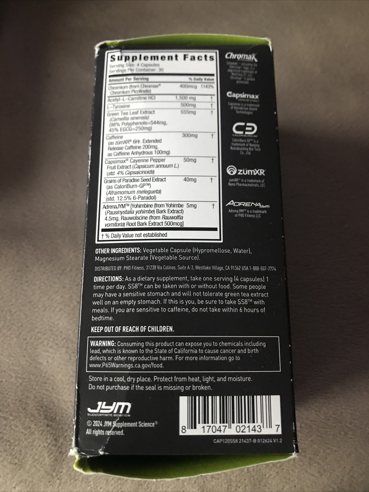 JYM SS8 Super Shredded 8 Advanced Fat Burner - 120 Capsules Exp 10/2026