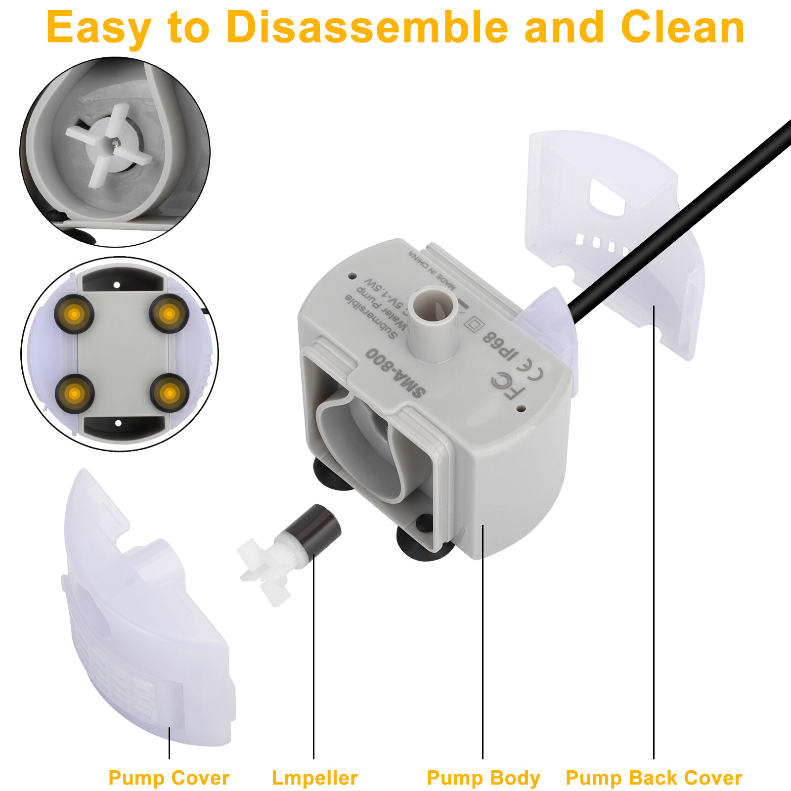 Cat Water Dispenser Pump USB Rechargeable LED Light Pet Drinking Fountain Motor