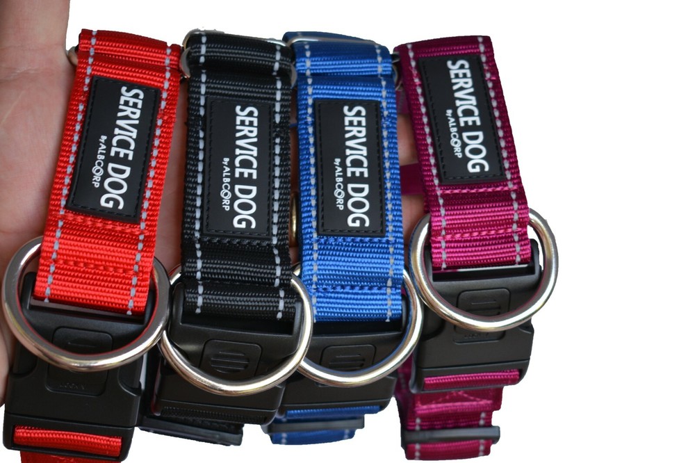 ALBCORP Reflective Service Dog Collar- Rubber Patch-Durable Nylon