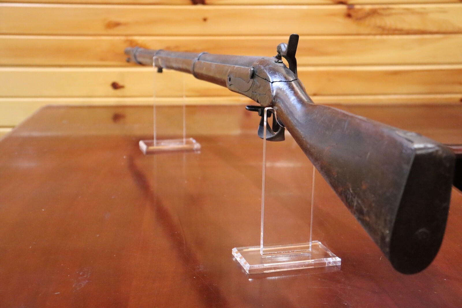 Acrylic Rifle Display Stands Tall 7.5" or Short 5" Acrylic and Made in USA