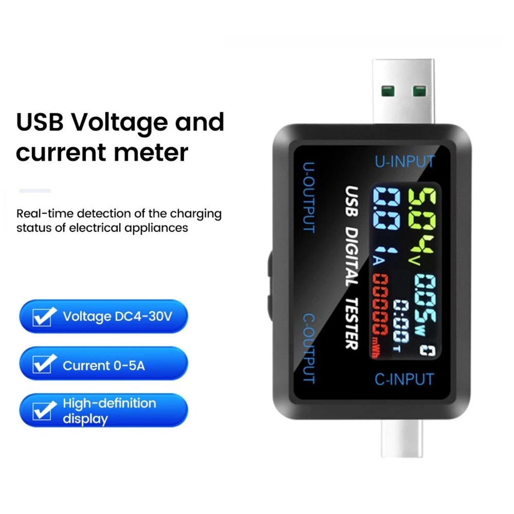 New Professional USB C Voltmeter Ammeter with IPS Display for Digital Devices
