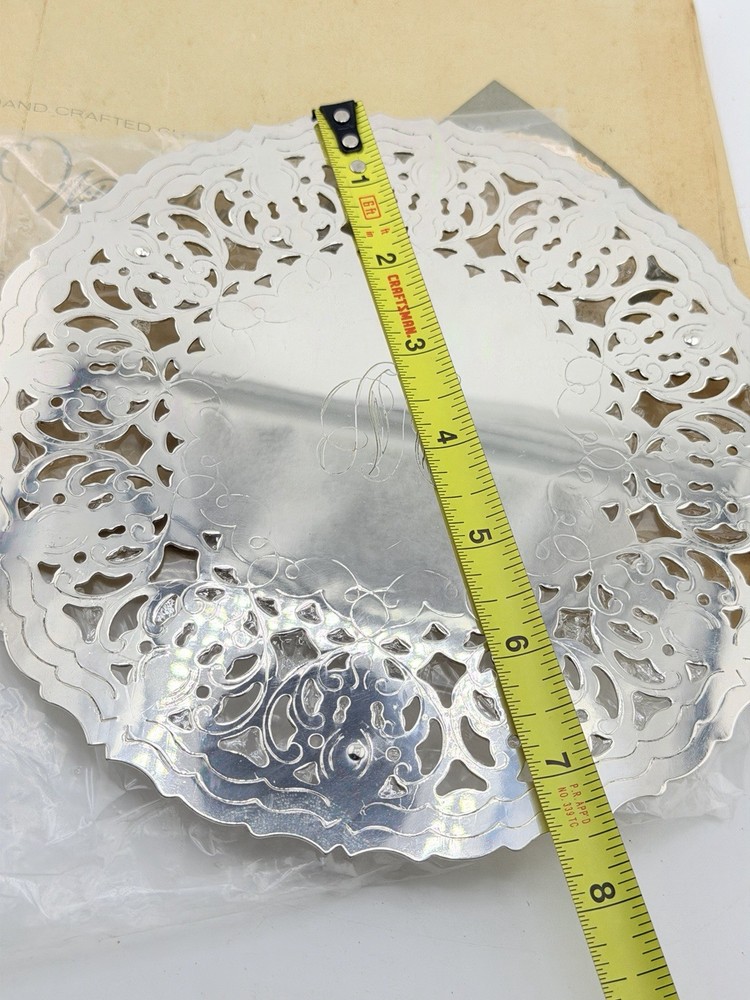 Italian Silverplate Pierced Trivet / Decorative Plate w Box – Monogram M