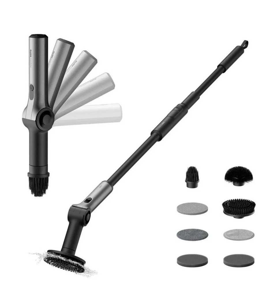 HOTO Flexi Cordless Spin Scrubber with Telescoping Handle & Multi-Surface Brush