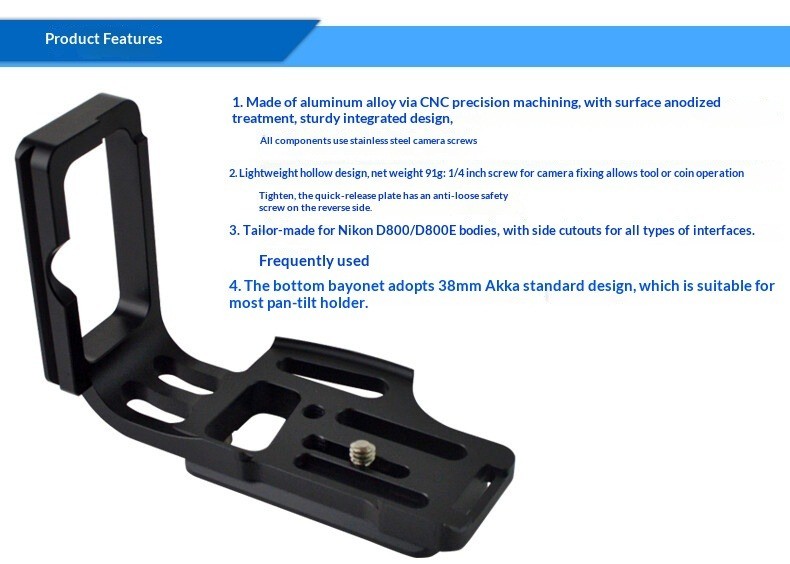 Nikon D800/D800E/D810 DSLR Camera L-Bracket
