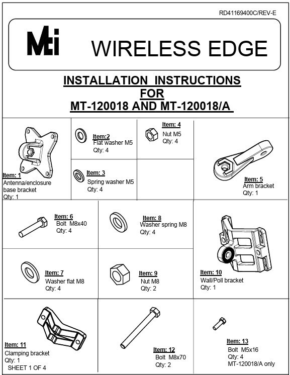 2-pack MTI Wireless Edge Mounting Kit MT-120018/A