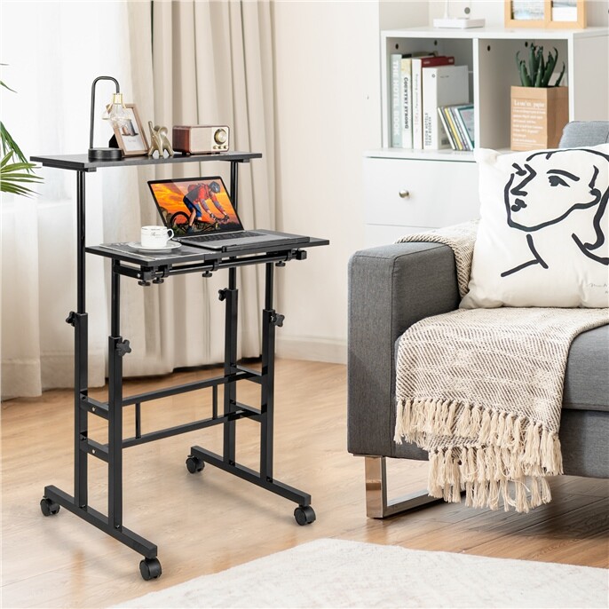 OFFICEJOY Adjustable Computer Desk Mobile Stand up DeskTilting Workstation