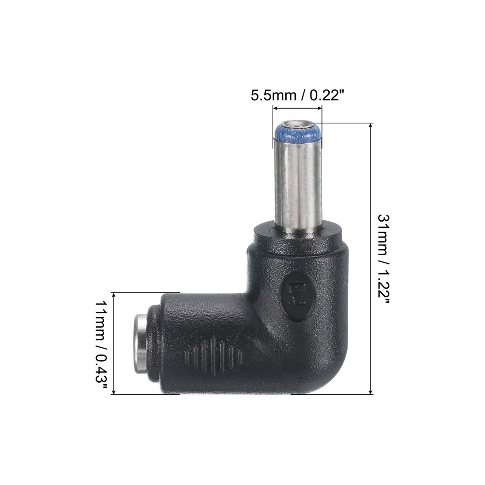 2Pcs DC Power Connector Adapter 90 Degree Angle Plug Coupler Converter