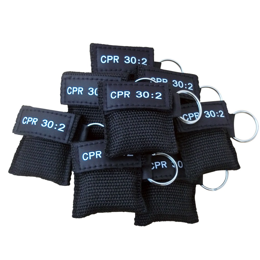 100pcs CPR Mask with Keychain AED Transparent First aid CPR Face Shield