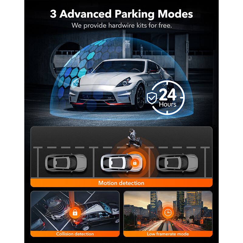 WOLFBOX G890 3 Channel Dash Cam 4K Front and Rear Dash Camera GPS W/ Card Reader