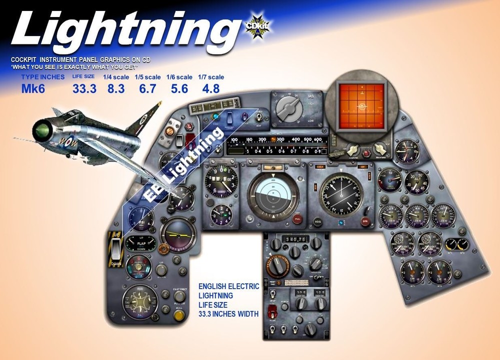 ENGLISH ELECTRIC LIGHTNING  COCKPIT instrument panel CDkit