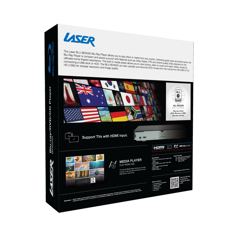 Laser Blu Ray Player Multi Region HDMI Full HD