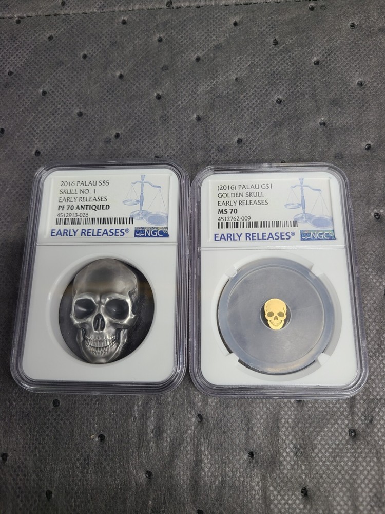 2016 PALAU SILVER, GOLD SKULL