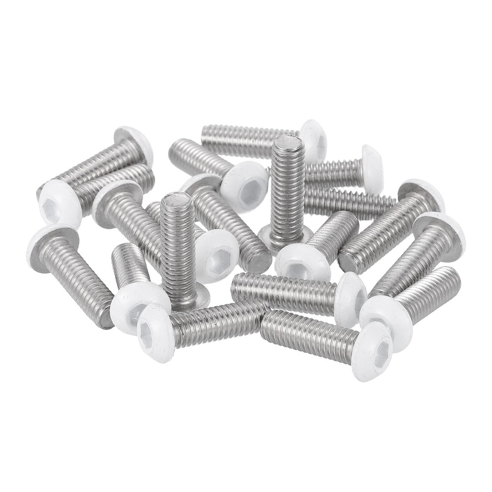 20 Pcs M6-1 x 20mm Button Head Socket Cap Screw Machine Screw, White