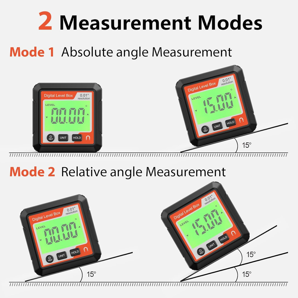 Digital Angle Gauge, Magnetic LCD Digital Level Tool Protractor Inclinometer Lev