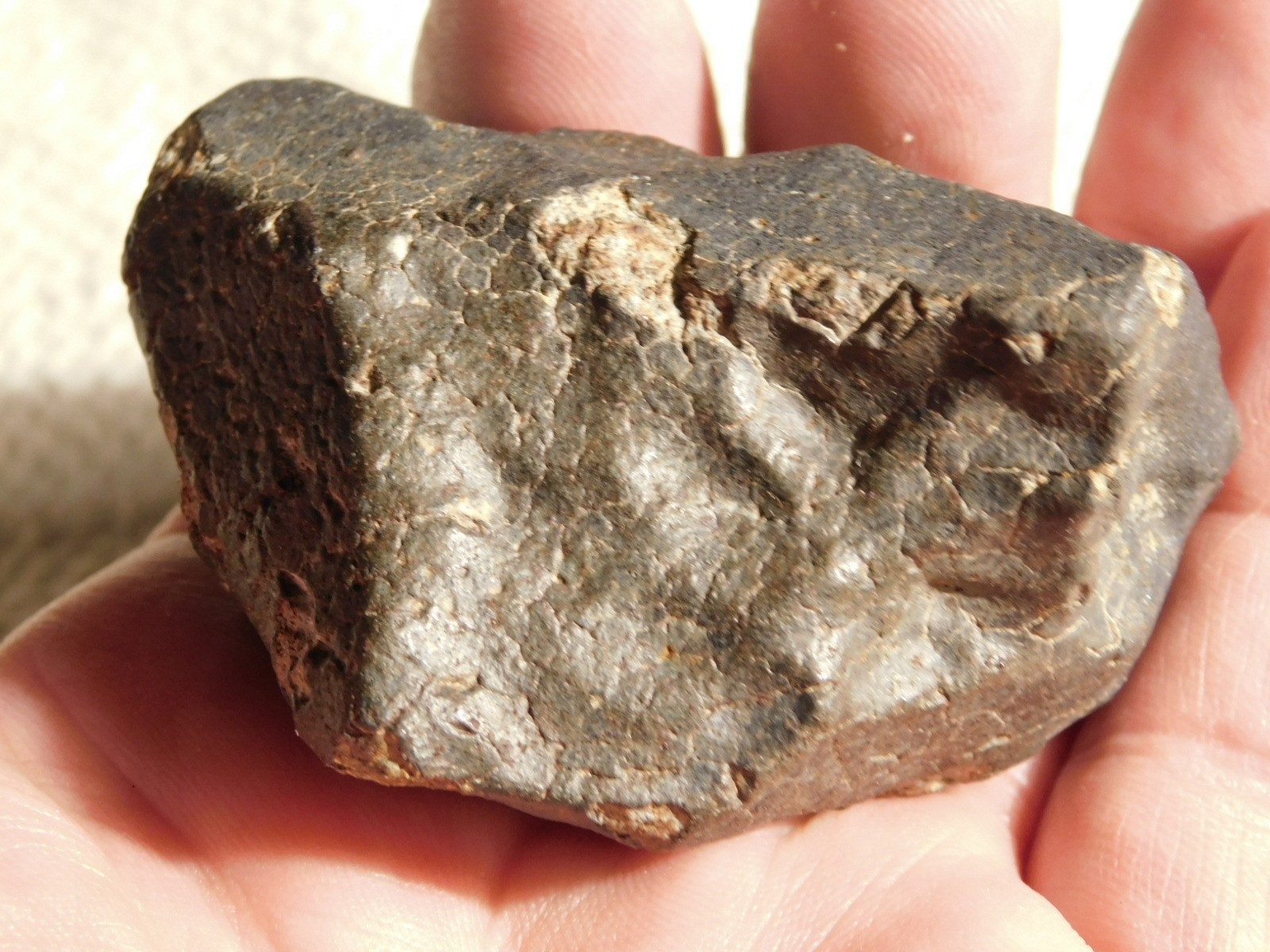 H6 Stony METEORITE Regmaglypts DARK Fusion Crust and Contraction CRACKS! 178gr