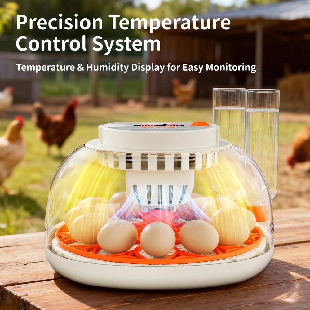 APDOE Egg Incubators for Hatching Eggs, Temperature and 12 Orange
