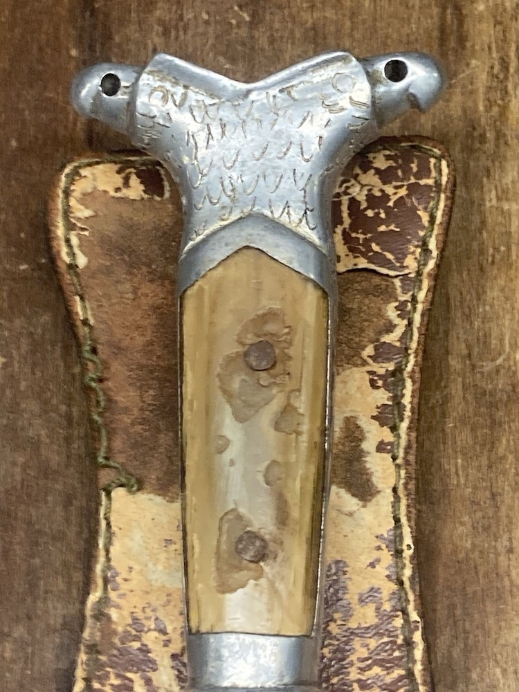 Vintage Hand Engraved Double Eagle Head Silver Mexico Dagger