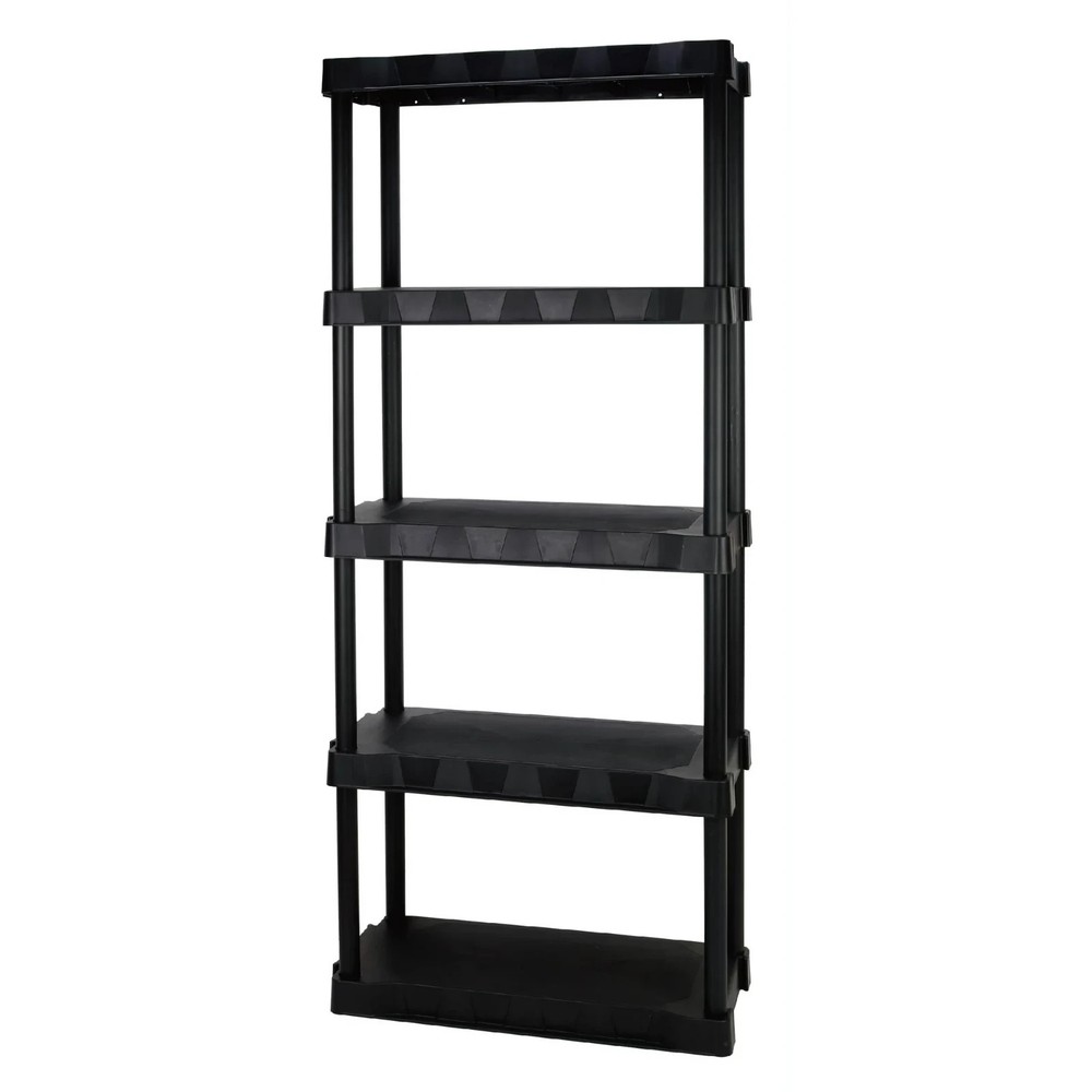 5-Tier Plastic Garage Shelving Unit Easy Assembly Durable Storage Solution New