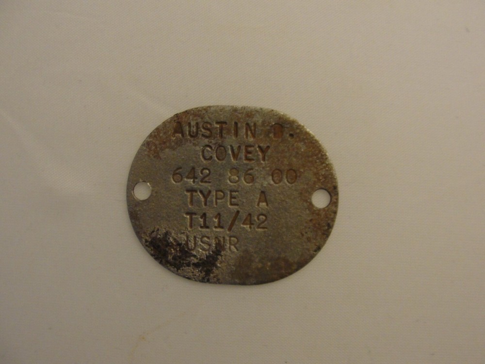 WWII USNR OVAL DOG TAG FINGER PRINT T11/42