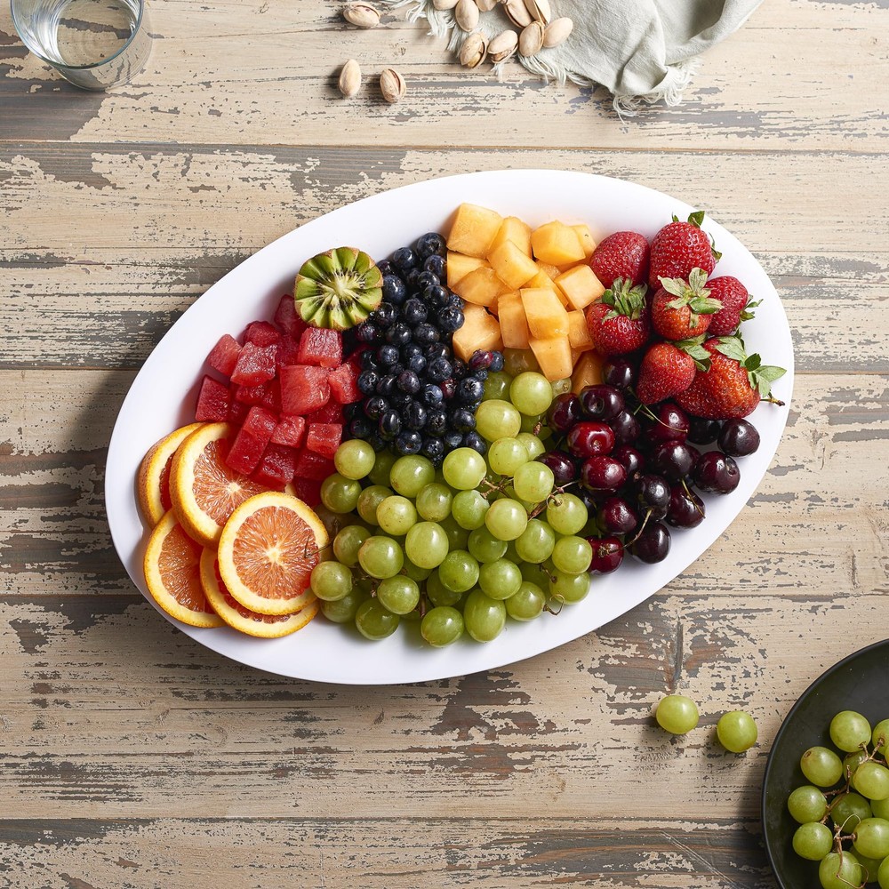 PLASTICPRO Plastic Oval Serving Trays - Platters 11 Large, White