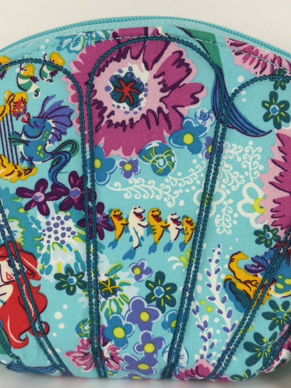 Vera Bradley Disney Ariel Floral Little Mermaid Shell Cosmetic Bag