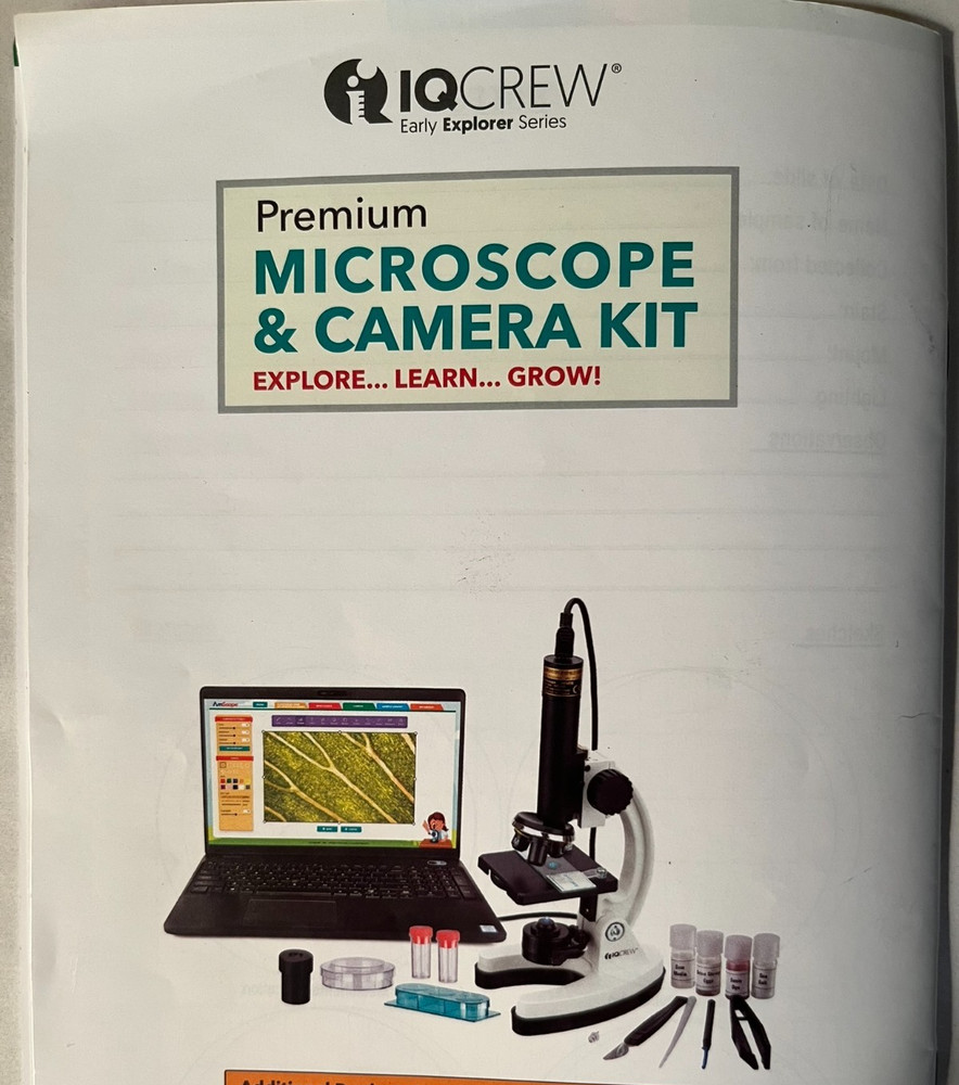 Amscope Microscope Camera Premium Kit IQ Crew Early Learner Series 85+ pieces
