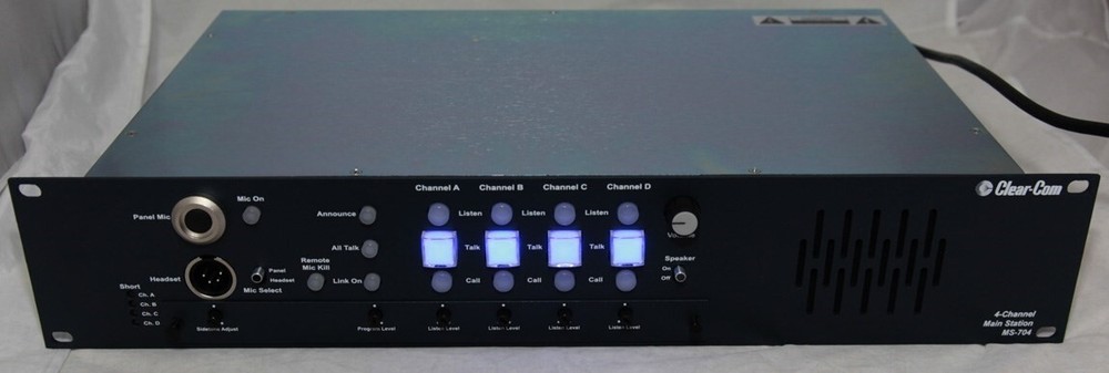 Clear-Com Clearcom 4CH 4 Channel Headset Main Station MS-704 Intercom Base 2RU