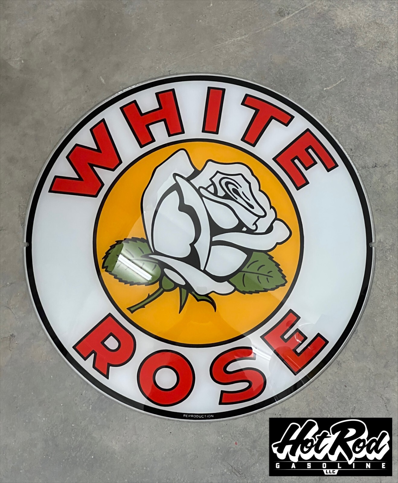 WHITE ROSE Reproduction 13.5" Gas Pump Globe Face / Lens
