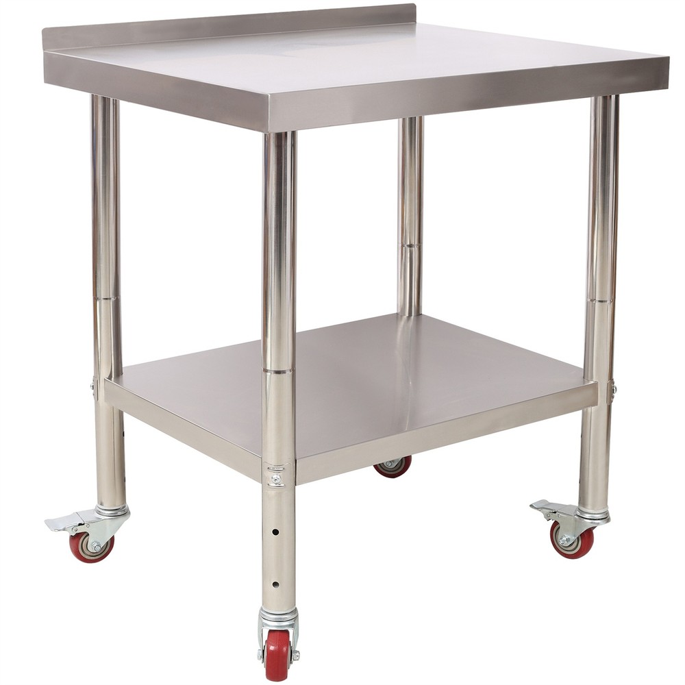 Stainless Steel Prep Table 440lbs Adjustable Undershelf Workstation for Kitchen