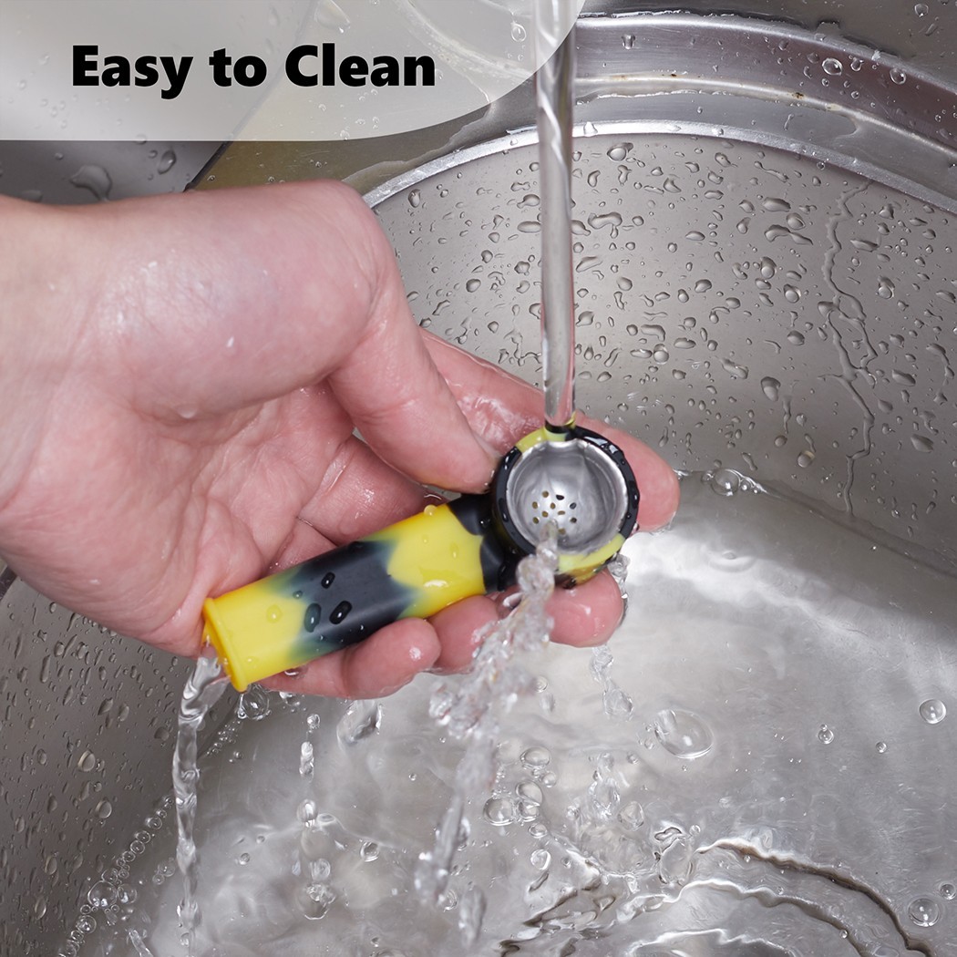 ( Pack of 2 ) 3.5" Silicone Tobacco Smoking Pipe with Lid Storage Box Hand Pipes