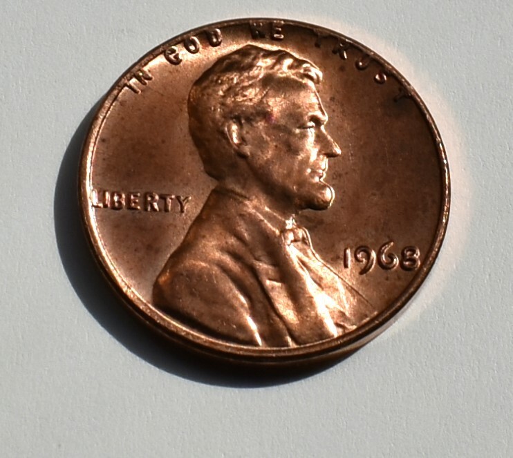 1968 Penny Error No Mint Mark P Red High Mint State Rim Collar DD Errors