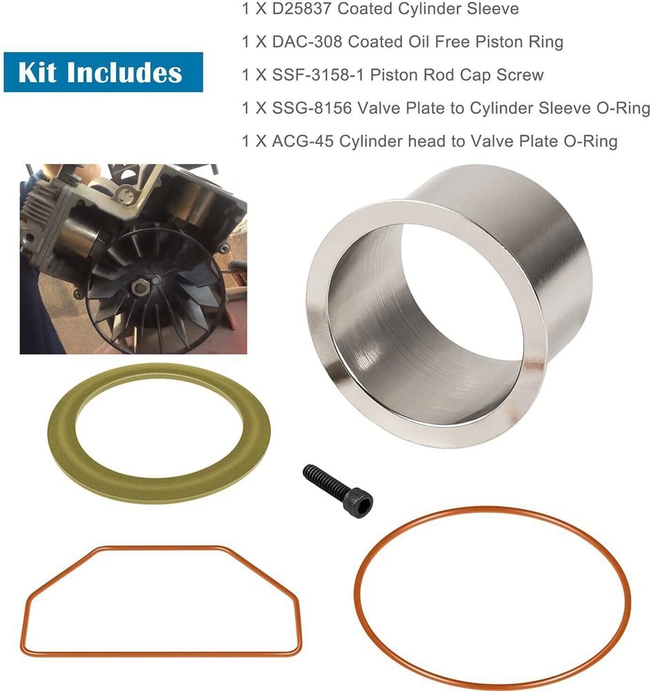 K-0650 Air Compressor Cylinder Sleeve and Compression Ring Kit For DeVilbiss