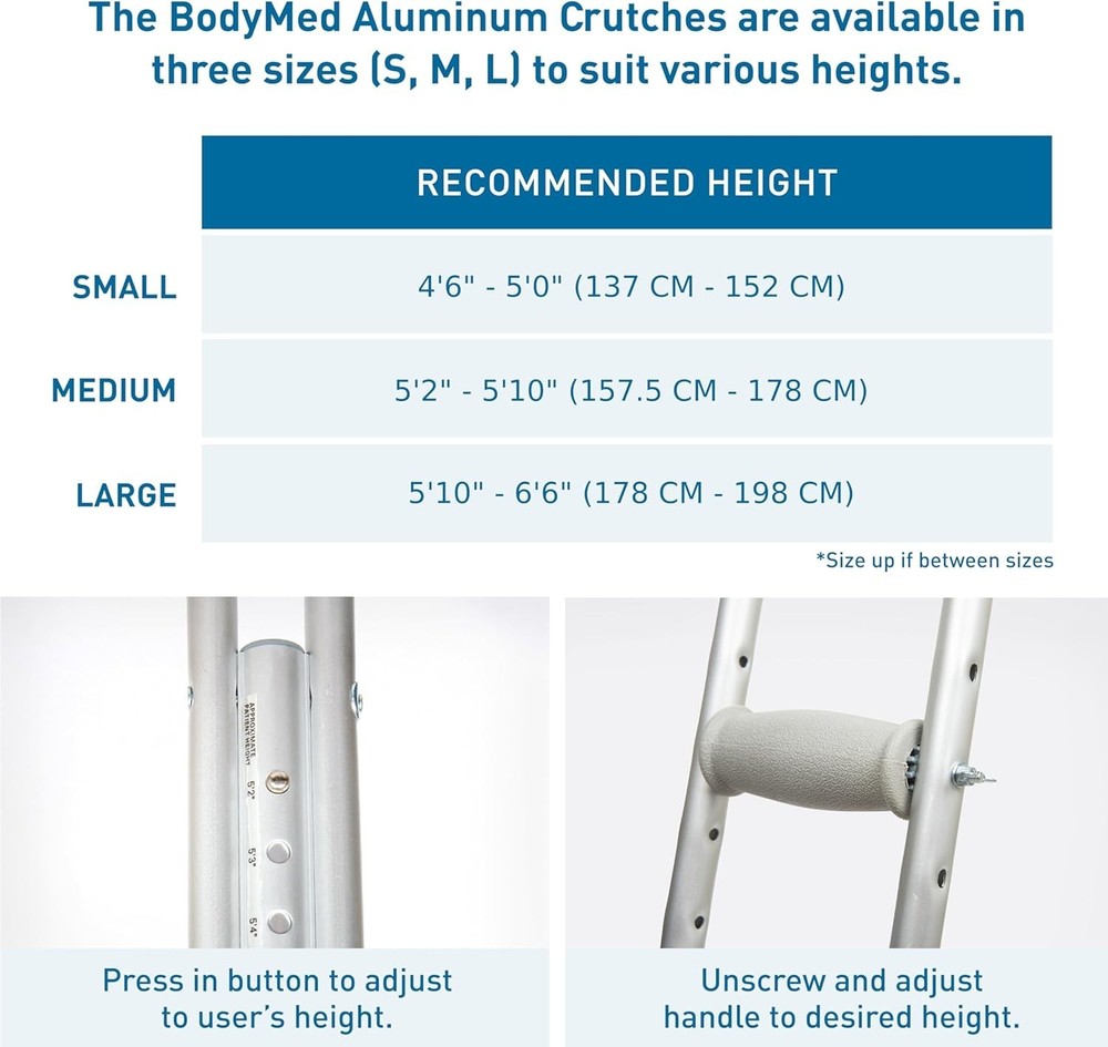 Lightweight Height Adjustable Crutches