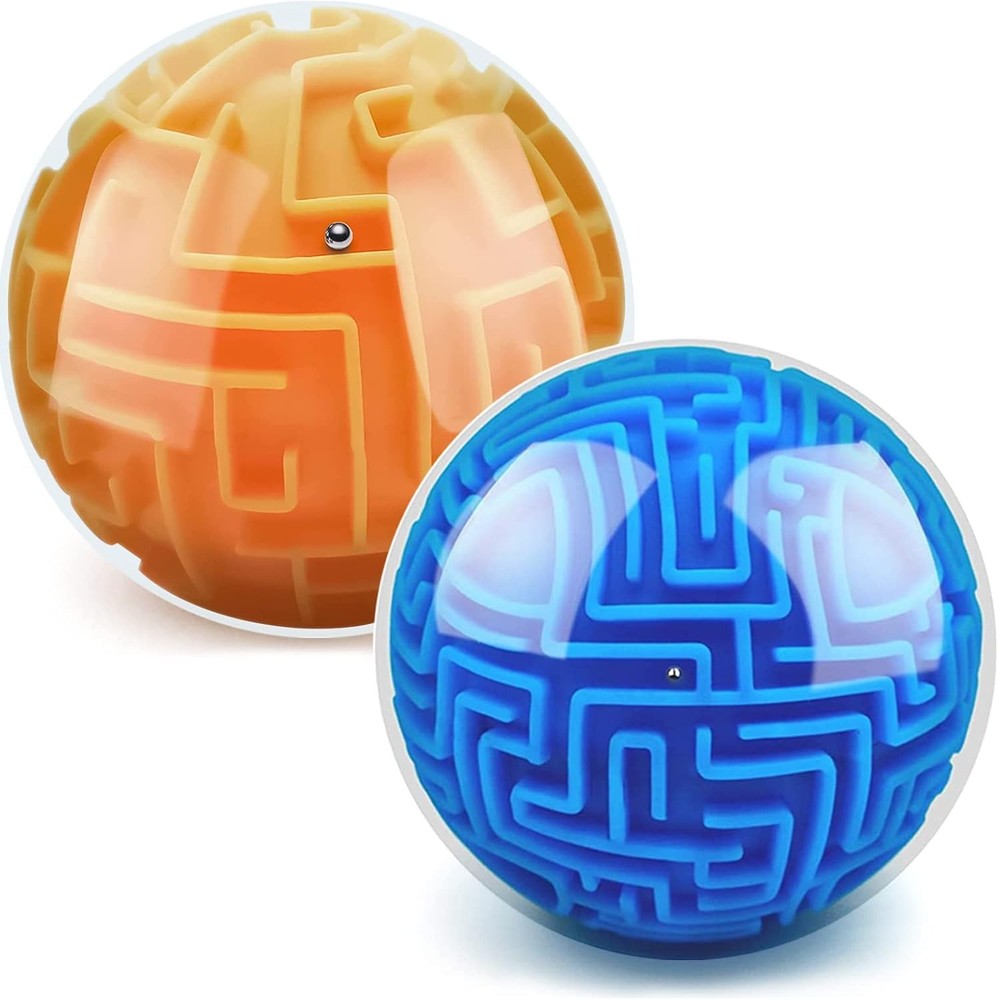 2 Pack 3D Maze Puzzle Ball - Brain Teaser Game, Gravity Memory Cube - Educati...