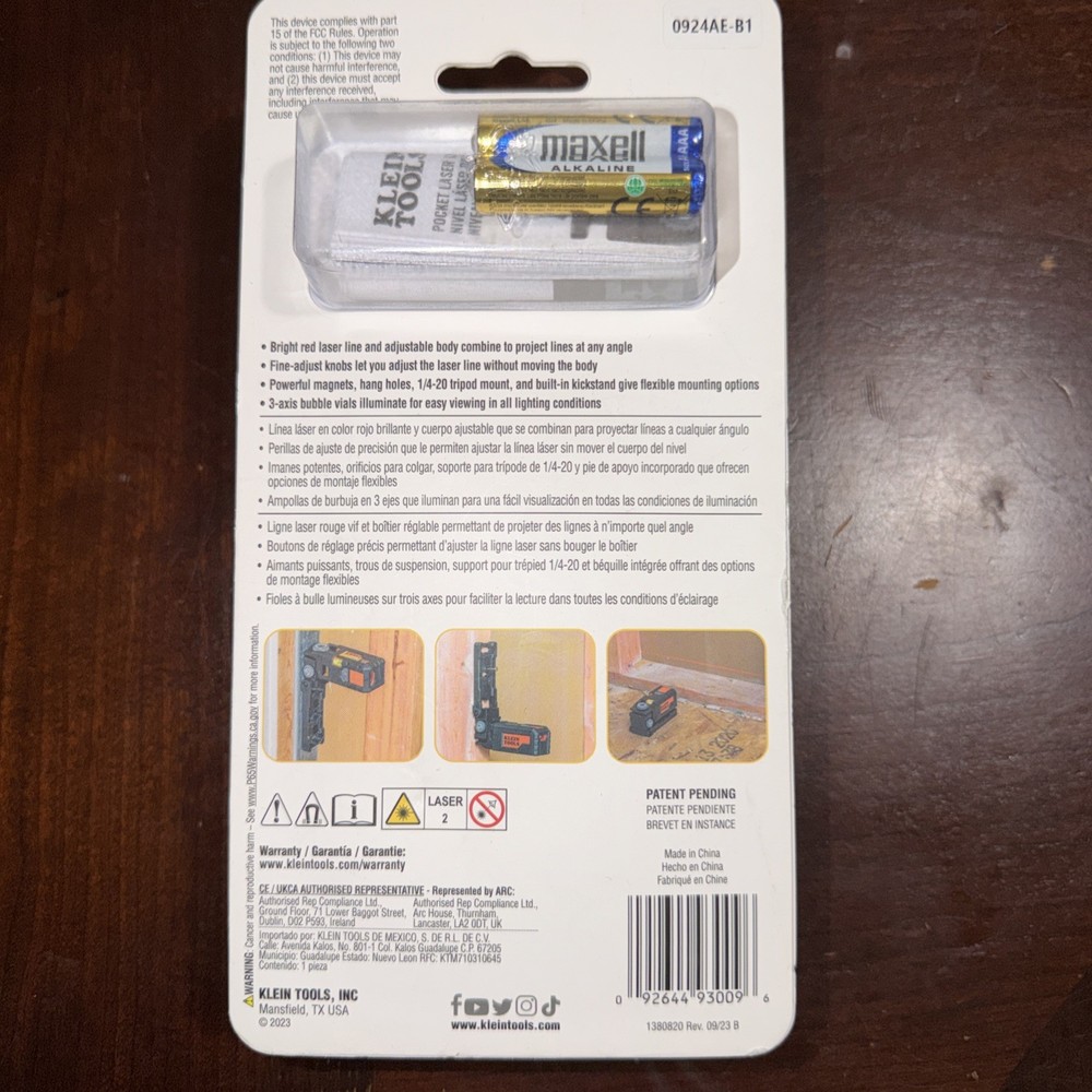 Klein Tools 93PTL Red Pocket Laser Level