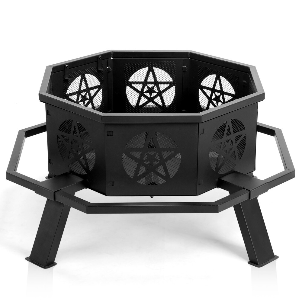 35"Octagonal Fire Pit Outdoor Fire Pit Wood Burning Firepit Bonfire Fire Pit