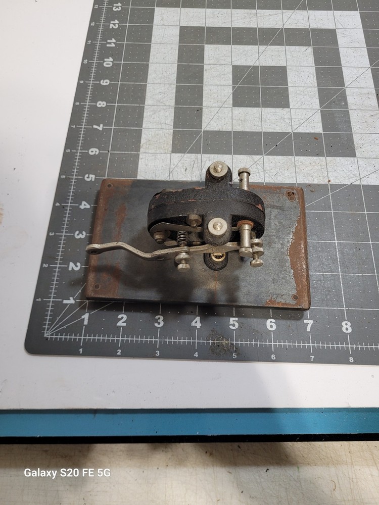 Telegraph Key Mounted On Metal Board Unknown Brand