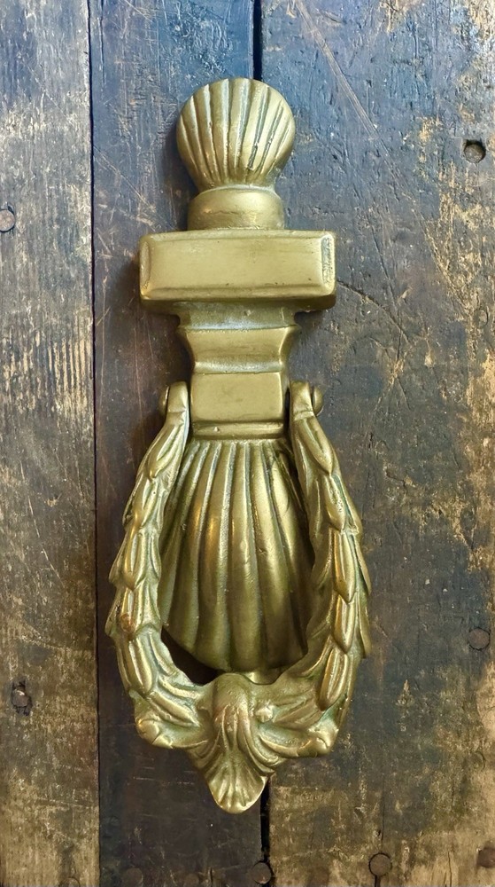 Vintage Solid Brass Door Knocker Shell Pattern 8" Heavy Sturdy Taiwan