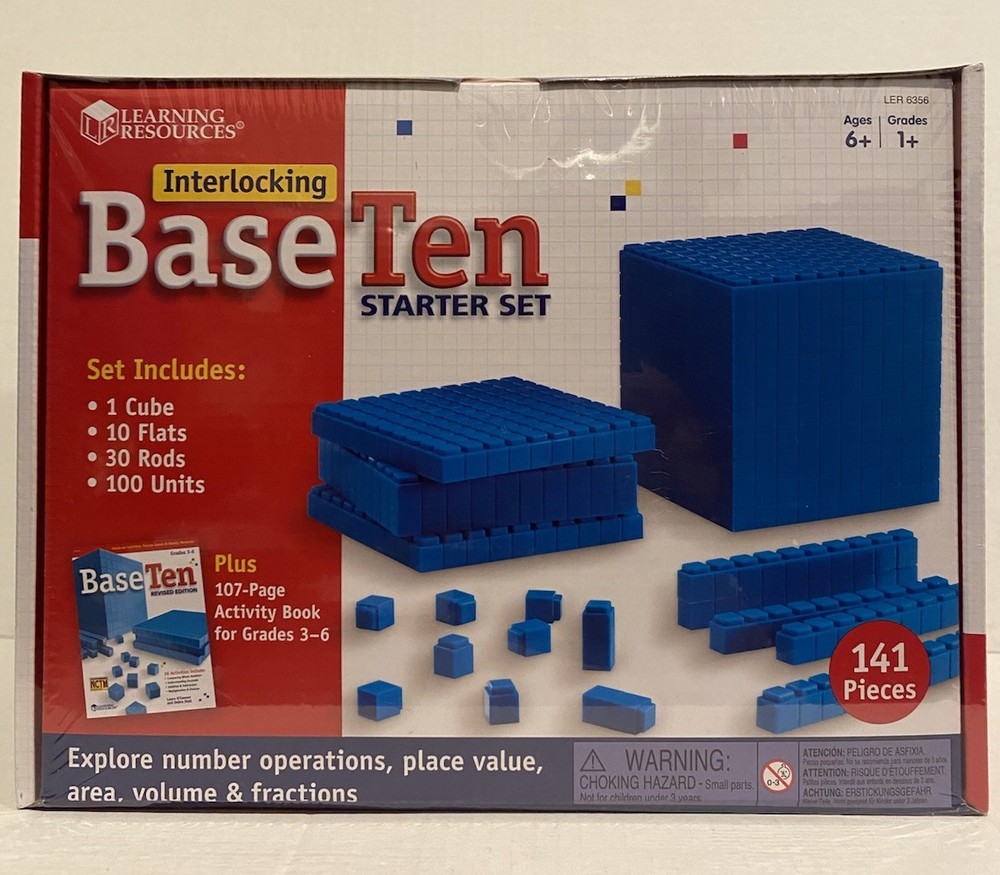 LEARNING RESOURCES (INTERLOCKING BASE TEN STARTER SET - GRADES 1 - 6) - New
