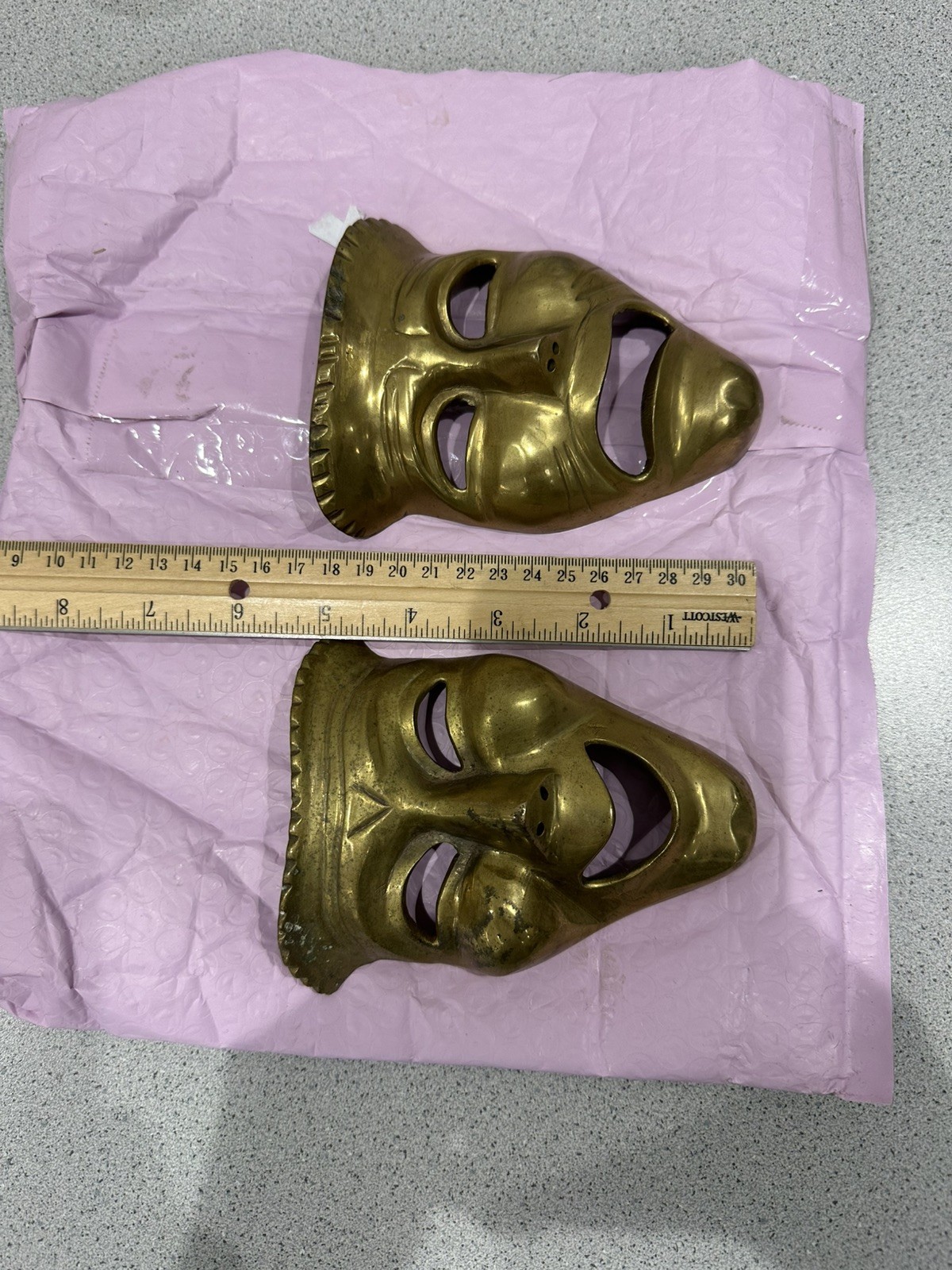 Brass Made In India Comedy & Tragedy Wall Decor.