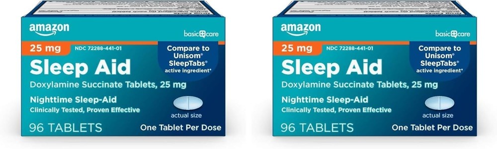 Basic Care Sleep Aid, Doxylamine Succinate Tablets, 25 mg, 2*96 Count