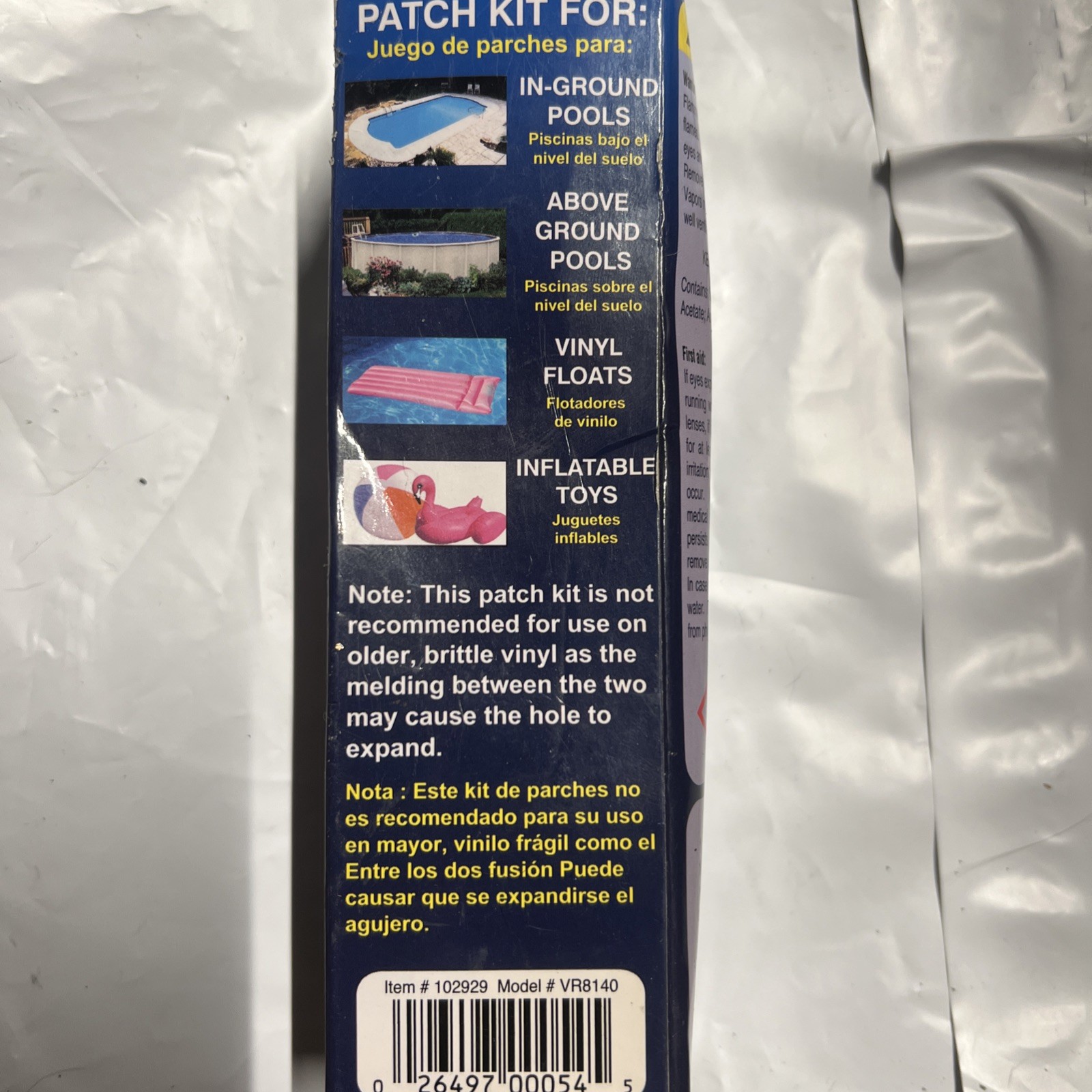 Vinyl pool repair kit, pools, waterbeds,toys, above and in ground pools.