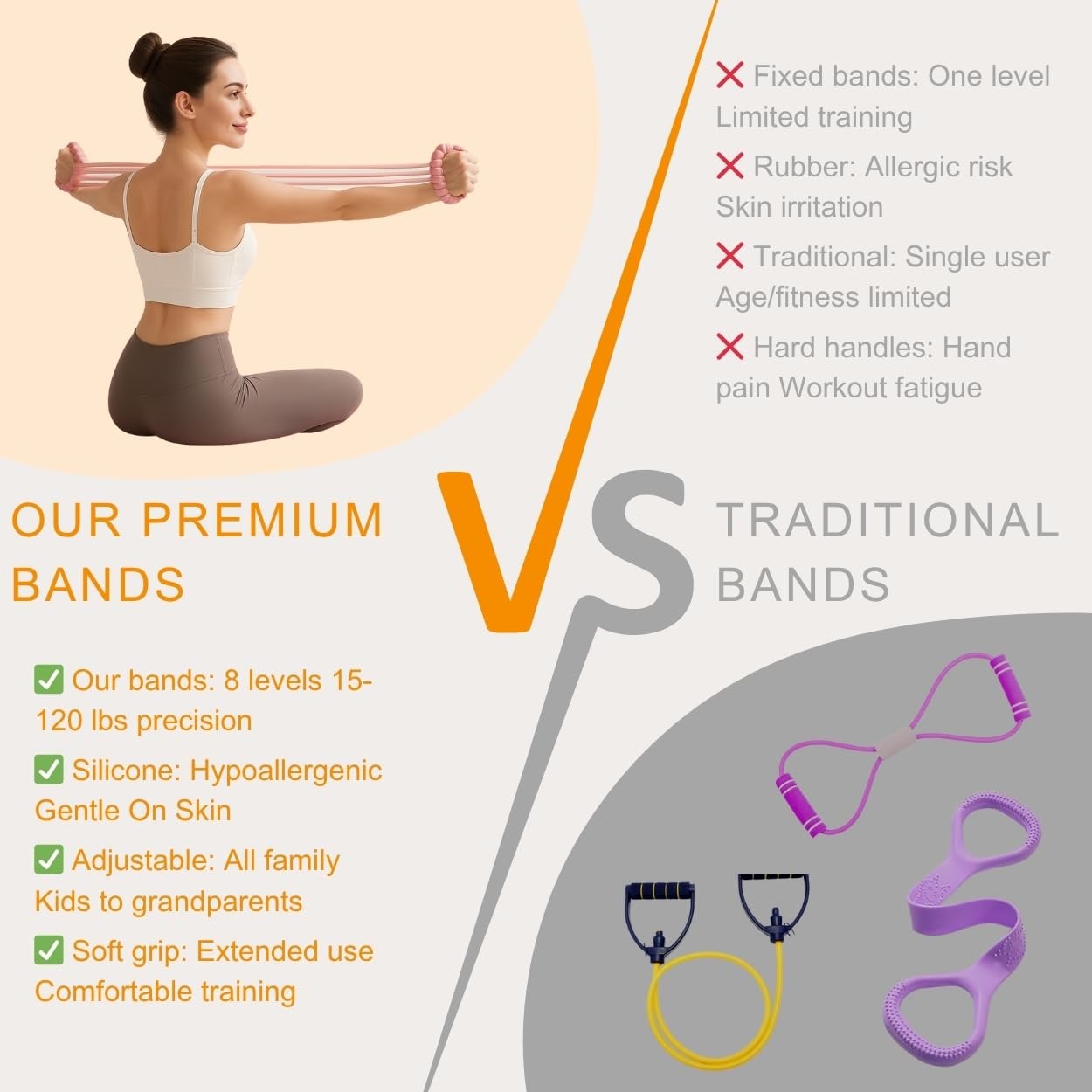 Resistance Bands with Handles - 8 Tube Adjustable Figure 8 Exercise Bands Set...