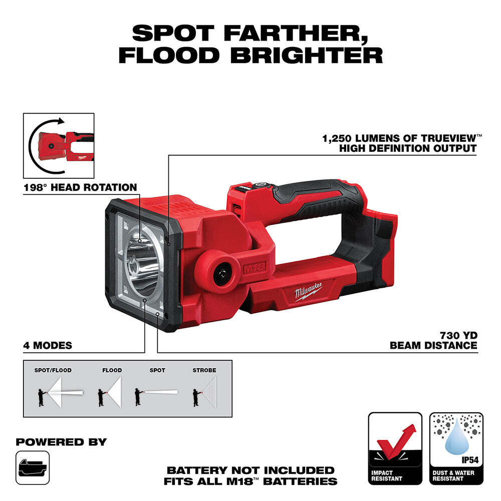 Milwaukee 2354-20 M18 18V LED Cordless Portable Compact Search Light - Bare Tool