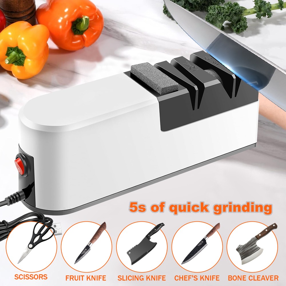 USB Electric Knife Sharpener 3 Stage Kitchen Sharpening Stone Grinder Scissors