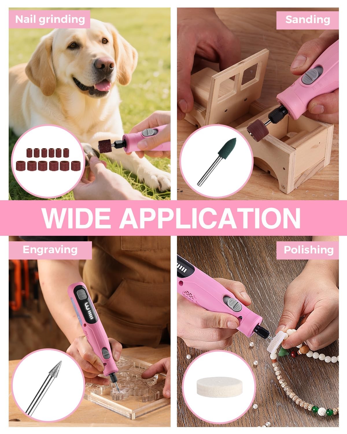 WORKPRO 6-Speed Dog Nail Grinder 70 Accessories Rotary Tool with Storage Bag New