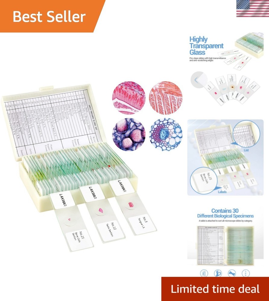 30 Microscope Slides with Specimens for Kids, Prepared Microscope Slides for ...